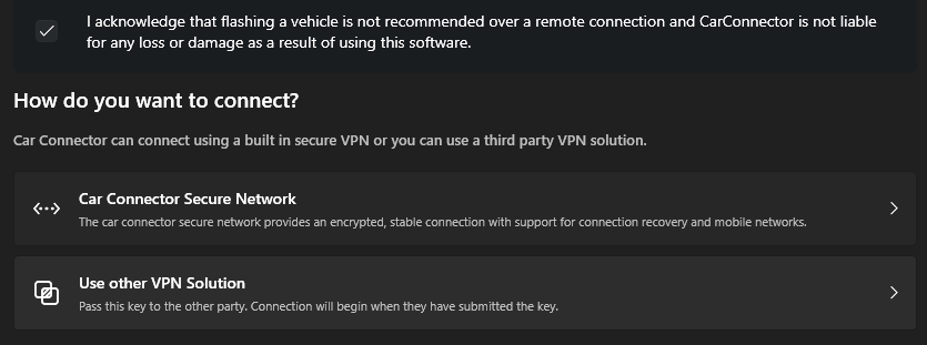 select VPN screen